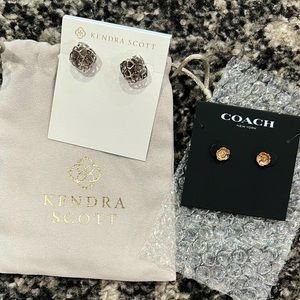 Two sets of earrings. Coach and Kendra Scott